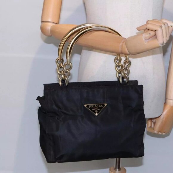 PRADA Hand Bag Nylon Black Auth - Picture 1 of 16